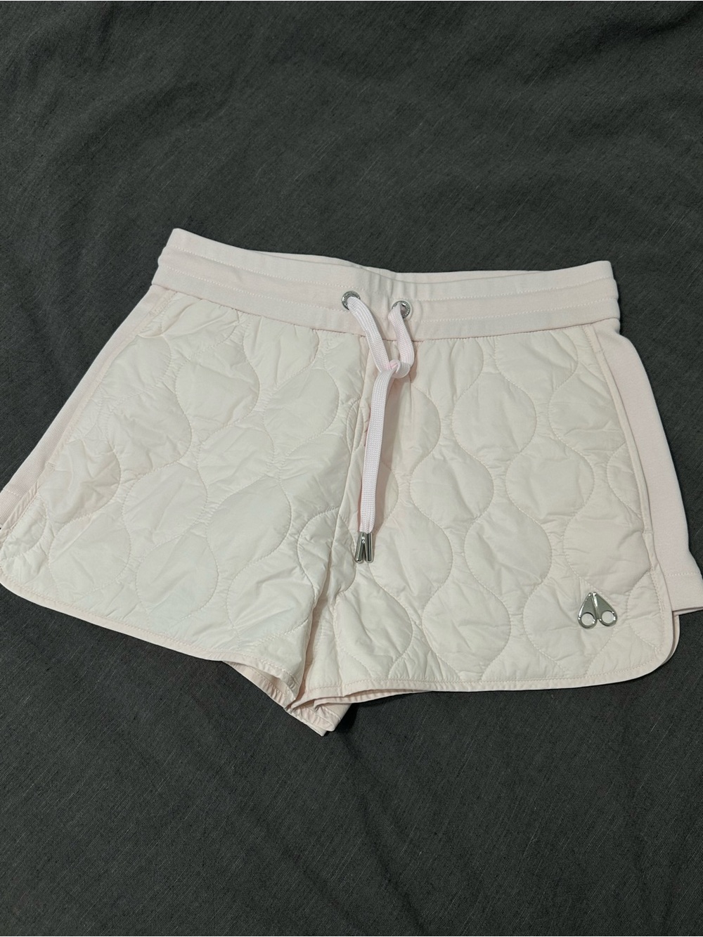 Moose Knuckles Quilted Pale Pink Athletic Drawstring Shorts